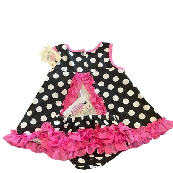 NWT Polka Dot Pink and Black Matching Outfit Size 18 months - Picture 7 of 7